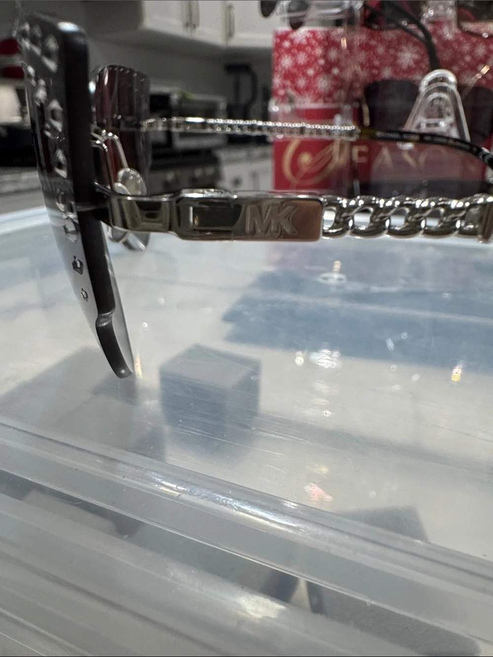 Michael Kors Black Rimless Sunglasses with Rhinestone Accents